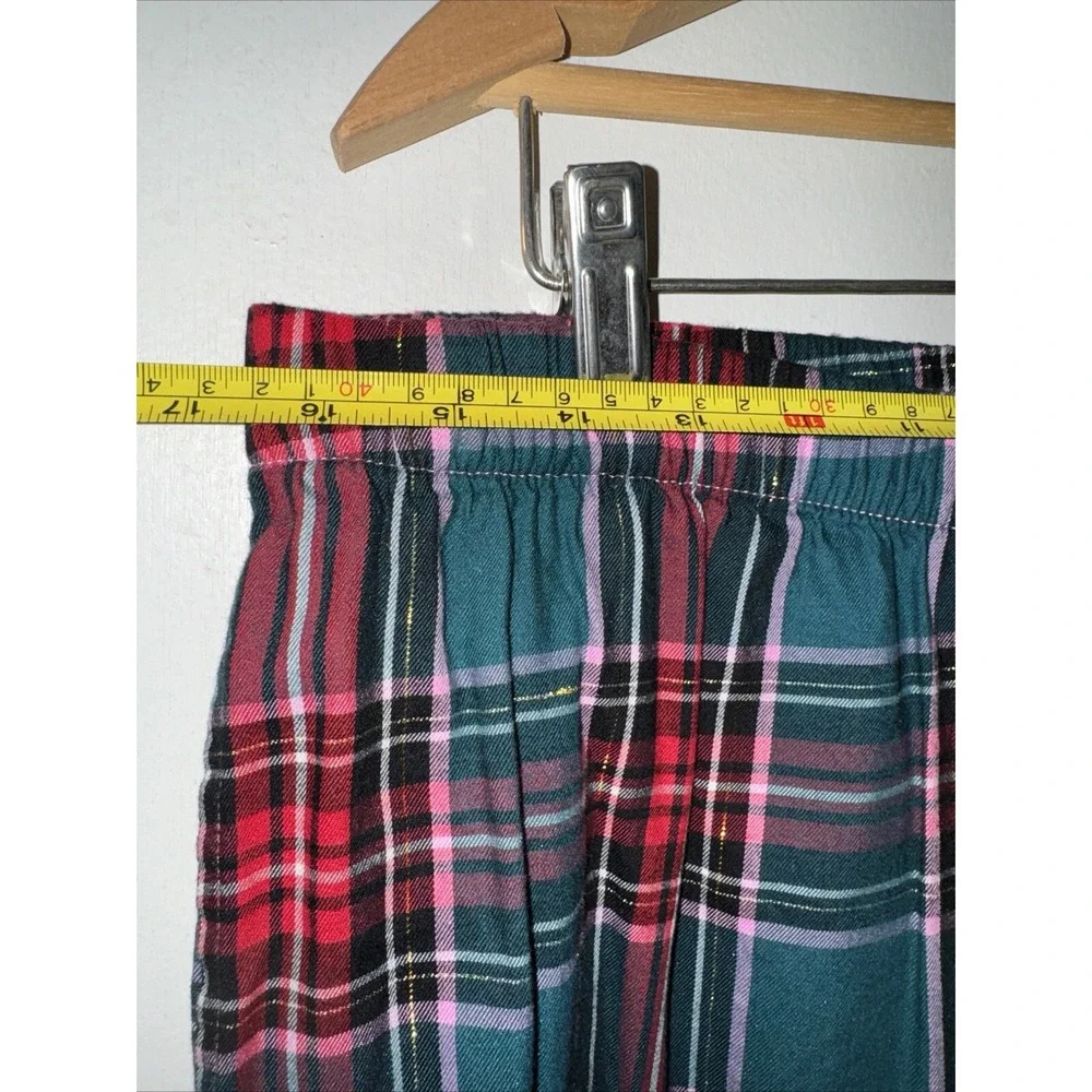Victoria's  Secret Flannel Pajama 2 Pc Tartan Holiday Plaid Gold Cozy Warm Sz L